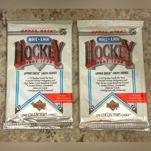 2 PACKS 1991-92 Upperdeck High Series Sealed Hockey Card